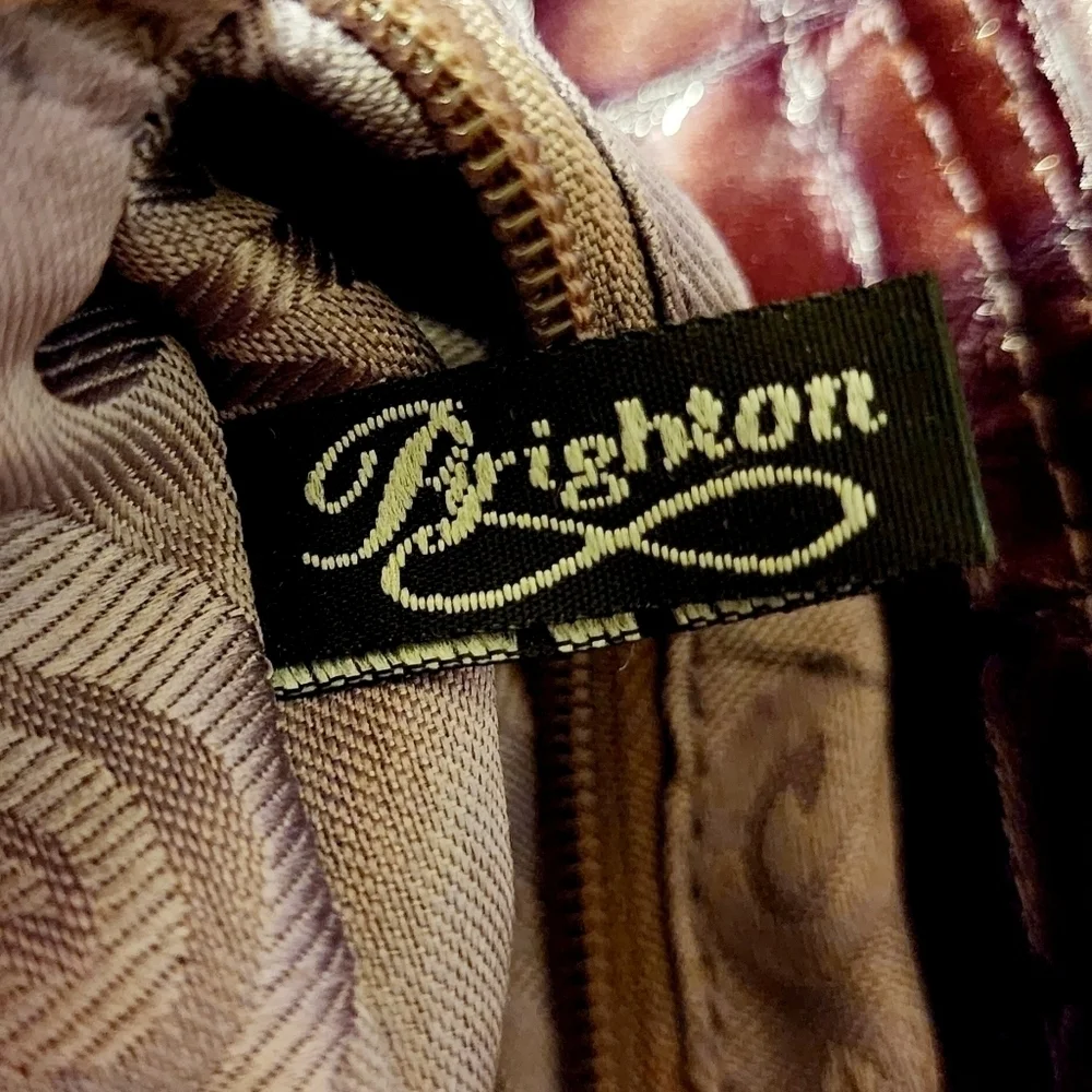 BRIGHTON 2010 CHER CROCO PLUM Leather SHOULDER BAG Heart Flower Details Designer